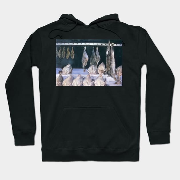 display of chickens and game birds - Gustave Caillebotte Hoodie by Kollagio